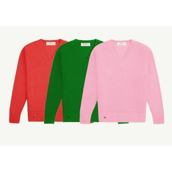 Sheep Inc. The V-Neck Sweater in Peony Pink Size L ( #3 ) NWOT - Picture 2 of 8